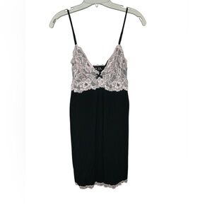Victorias Secret Angels Vintage Sexy Black‎ And Pink Lace Slip Dress Size Large